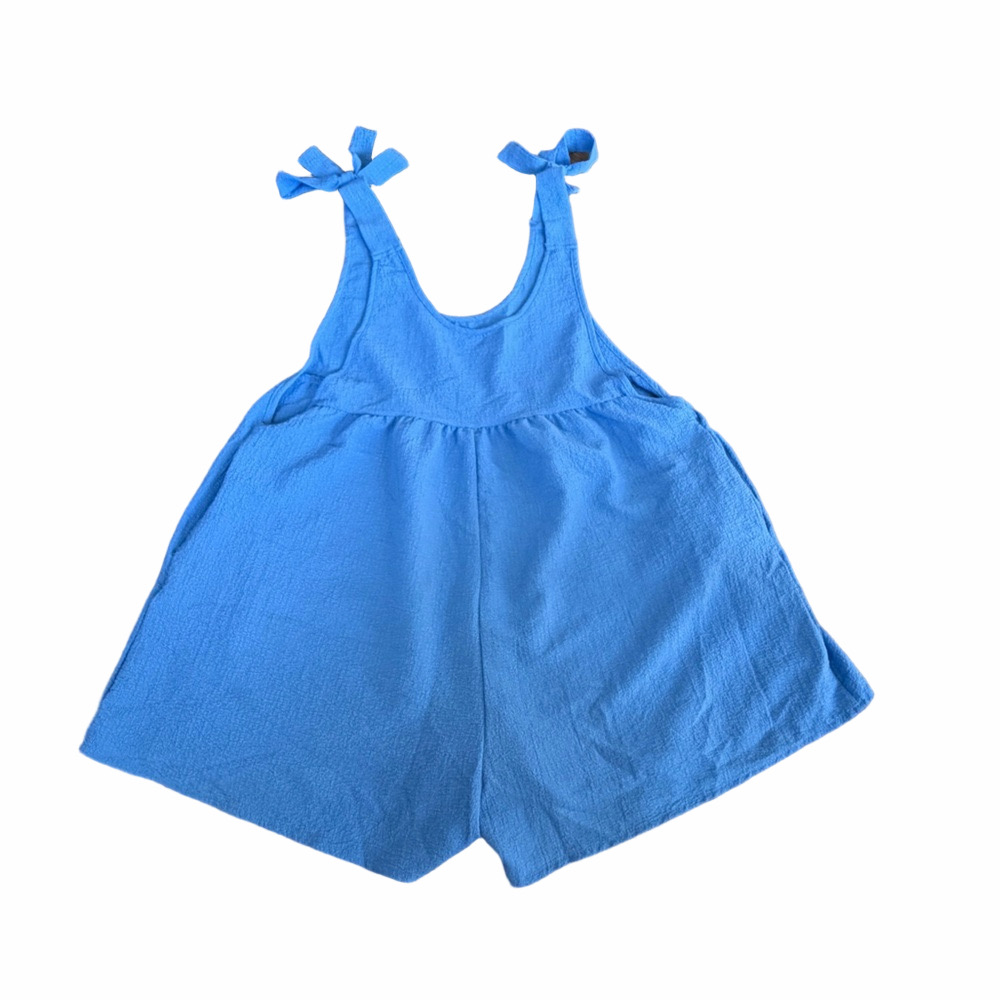 SHEIN Sky Blue Bow Detail Romper